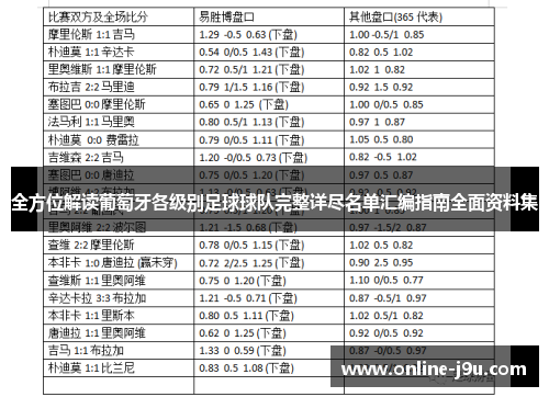全方位解读葡萄牙各级别足球球队完整详尽名单汇编指南全面资料集